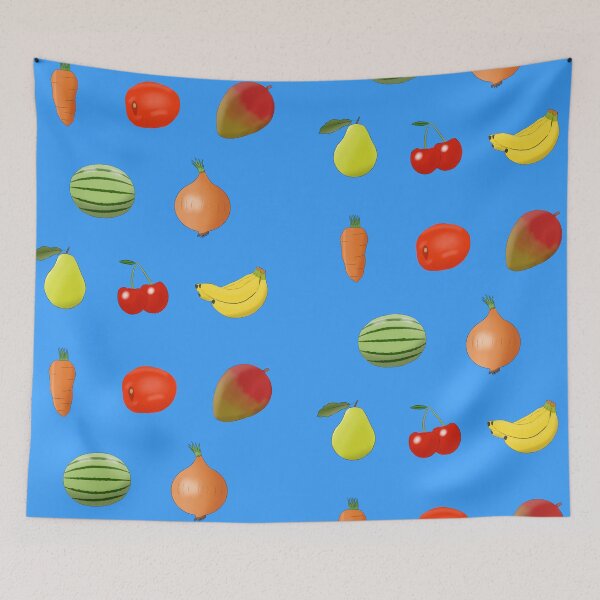 Item preview, a cute fruit pattern with blue background designed and sold by Fox551.