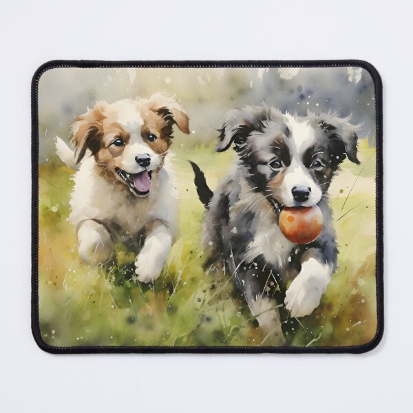 Item preview, Puppies playing in watercolor designed and sold by Banna Baber.