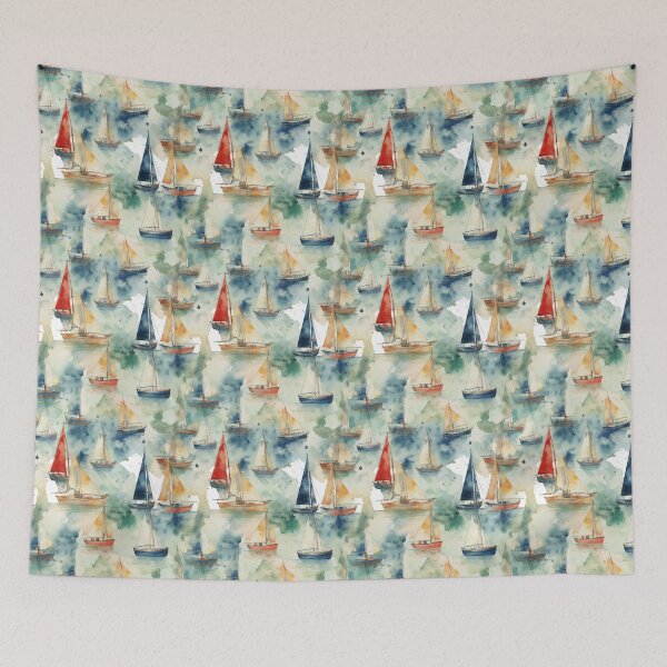 Item preview, Watercolor Soft Colors Sailboats Pattern designed and sold by PixelPop1.