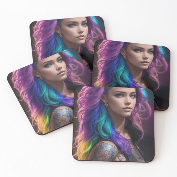 Item preview, girl with colourful hair designed and sold by CustomStickerCo.