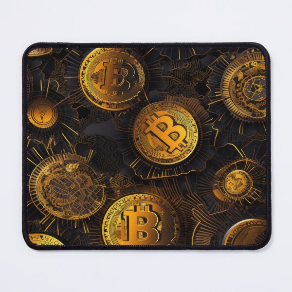 Item preview, Gold Bitcoin coins on a Dark and golden grid, Seamless pattern designed and sold by Supra-Mundane.
