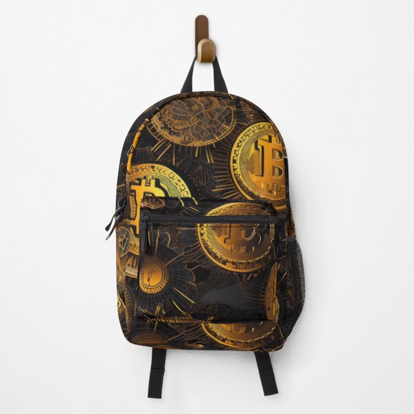 Item preview, Gold Bitcoin coins on a Dark and golden grid, Seamless pattern designed and sold by Supra-Mundane.