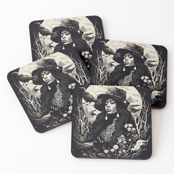 Artikelvorschau, Ukiyo-e Fairy Tale Female Empowerment Black and White Female Portrait entworfen und verkauft von BrandonArtWorld.