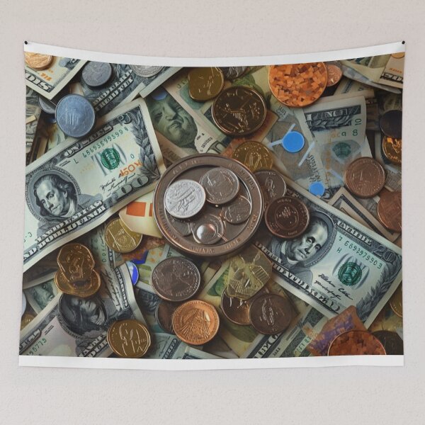 Item preview, Wealth of Nations - Pile of Various US Coins and Money, Financial Abundance designed and sold by Dubage603.