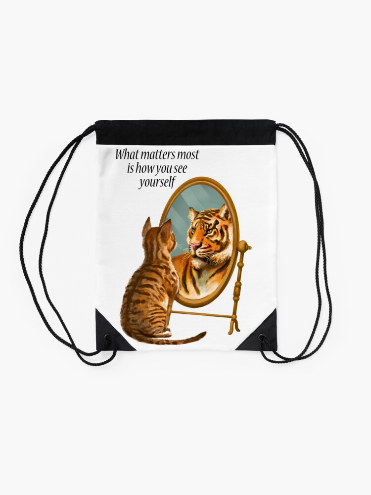 Sac A Cordon Message De Chat Et De Miroir De Tigre Par Hazynz Redbubble