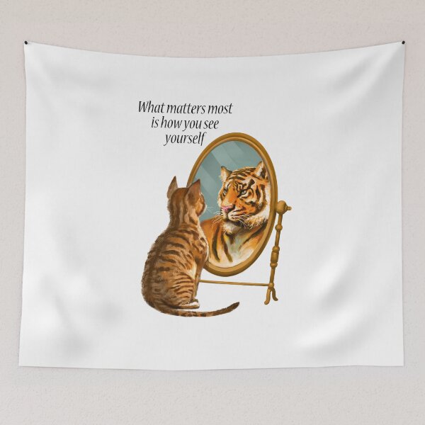 Item preview, Cat and Tiger Mirror Message designed and sold by HazyNZ.