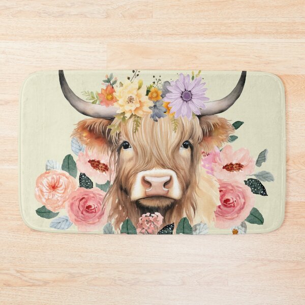Item preview, Highland Cow and Flowers designed and sold by Ashley Gagnon.