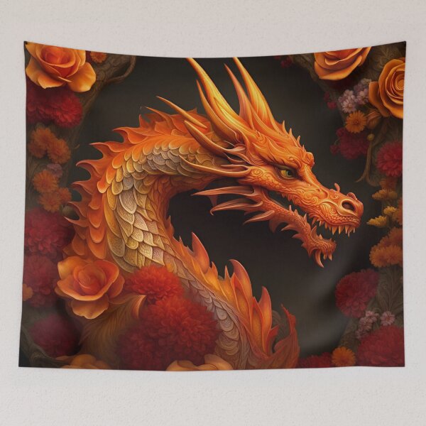 Item preview, Nature's Spell: Intricate Fantasy Floral Dragon Artwork designed and sold by CraftyAnimal.