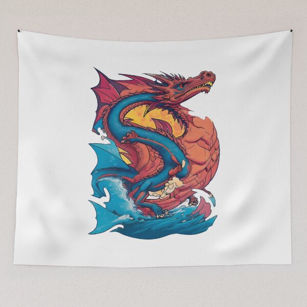Item preview, A fierce dragon emerging from crashing waves, representing strength and power, Japanese Art designed and sold by Porcupine Tees ⭐⭐⭐⭐⭐.