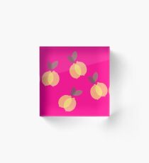 Yellow Lemons with Pink Background Acrylic Block