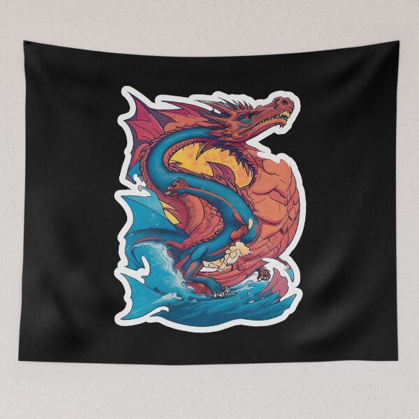 Item preview, A fierce dragon emerging from crashing waves, representing strength and power, Japanese Art designed and sold by Porcupine Tees ⭐⭐⭐⭐⭐.