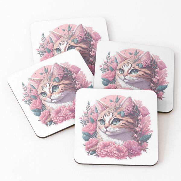 Item preview, cat with pink roses designed and sold by Teddy  Martin  Estrada.
