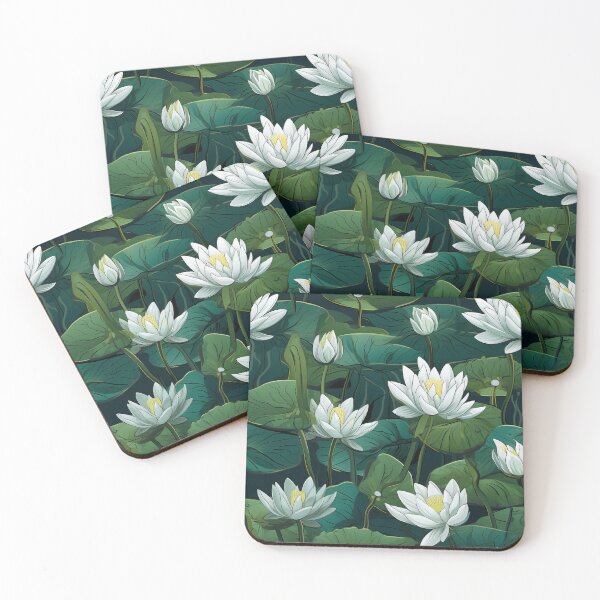 Item preview, White Lotus Flower Seamless Repeating Pattern designed and sold by Supra-Mundane.