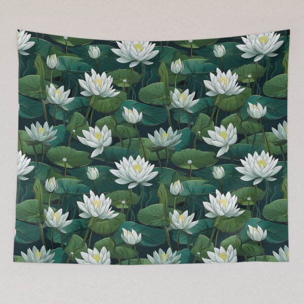 Item preview, White Lotus Flower Seamless Repeating Pattern designed and sold by Supra-Mundane.