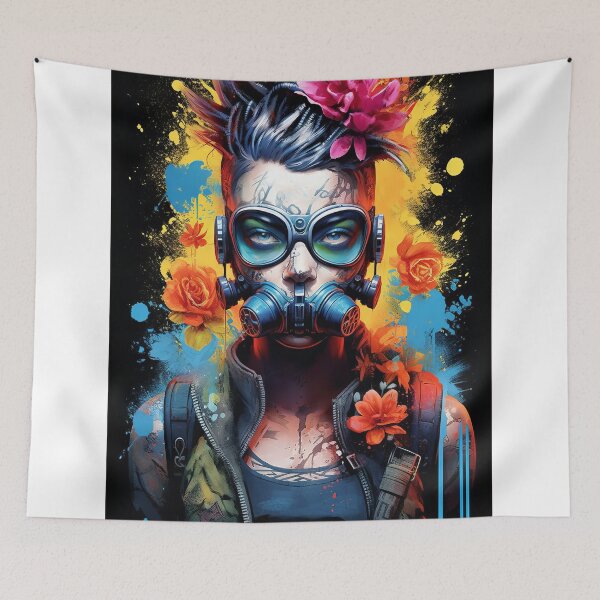 Item preview, Flowerpunk Portrait - Eclectic Style with Cyberpunk and Punk Rock Elements designed and sold by Piotrek0001.