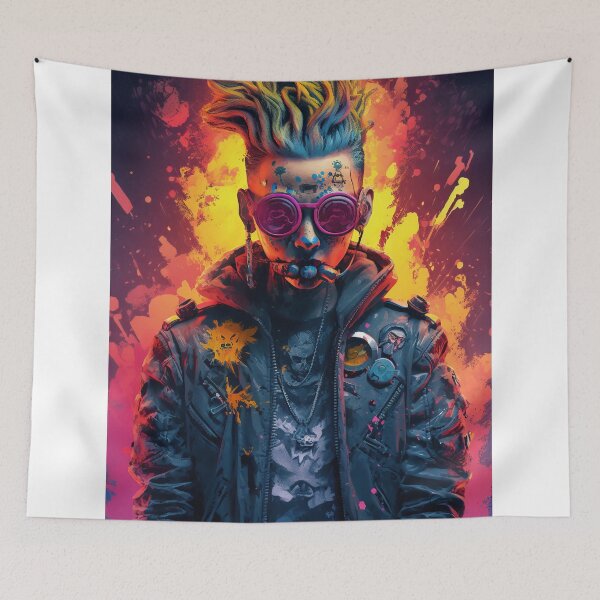 Item preview, Flowerpunk Portrait - Eclectic Style with Cyberpunk and Punk Rock Elements designed and sold by Piotrek0001.