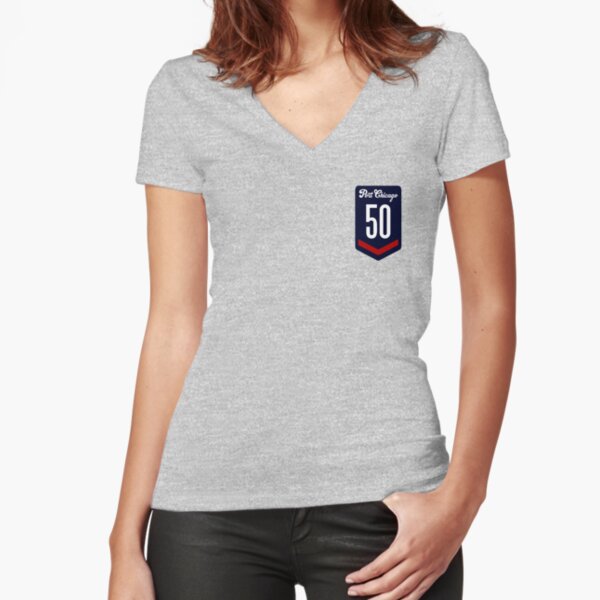 Port Chicago 50 Badge Graphic Fitted V-Neck T-Shirt