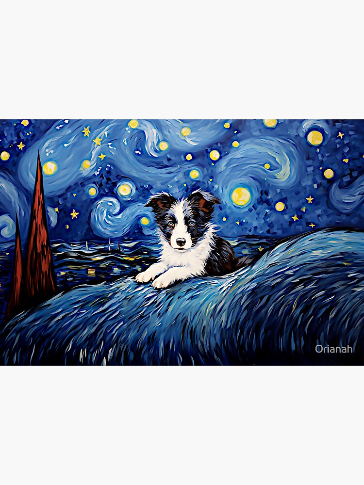トップスその他 [COVERNAT]BORDER COLLIE TRIO LONG SLEEVE Cute Border Collie Starry Night, Adorable Border Collie