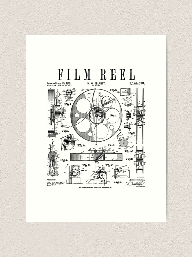 Cinematography Movie Film Reel Camera Vintage Patent Print Art Print for  Sale by GrandeDuc