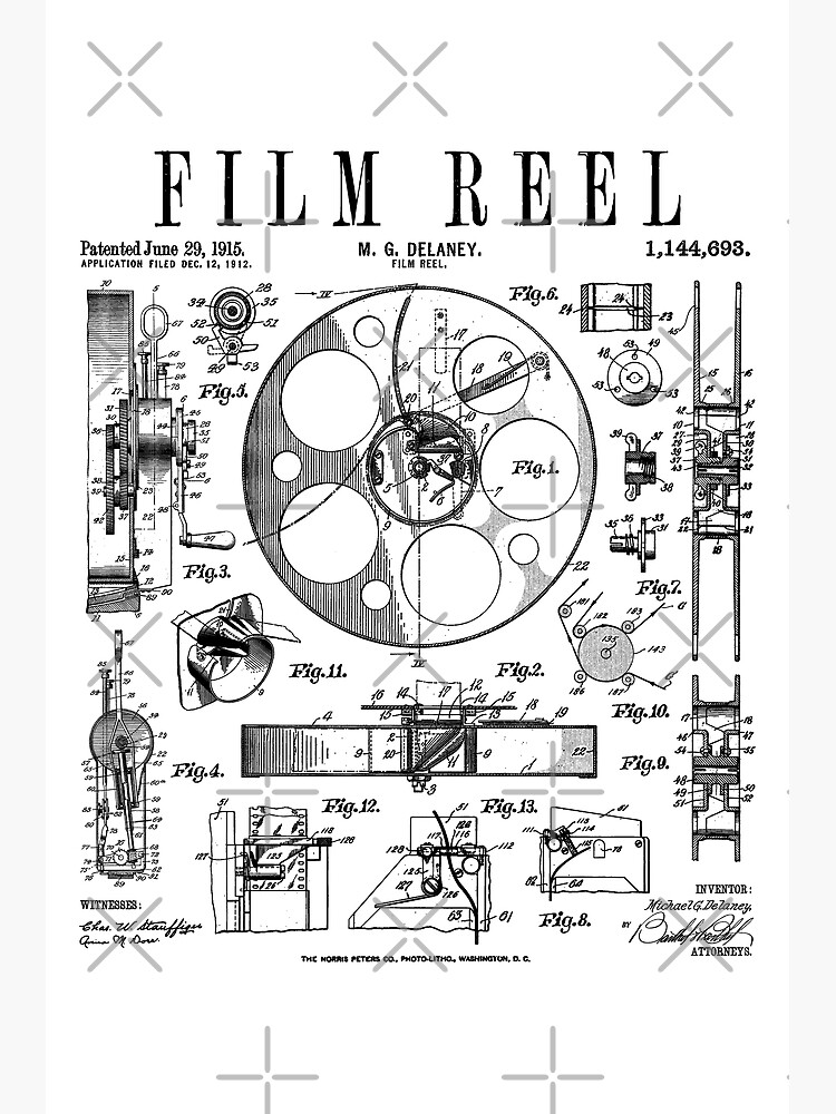 Cinematography Movie Film Reel Camera Vintage Patent Print Greeting Card  for Sale by GrandeDuc