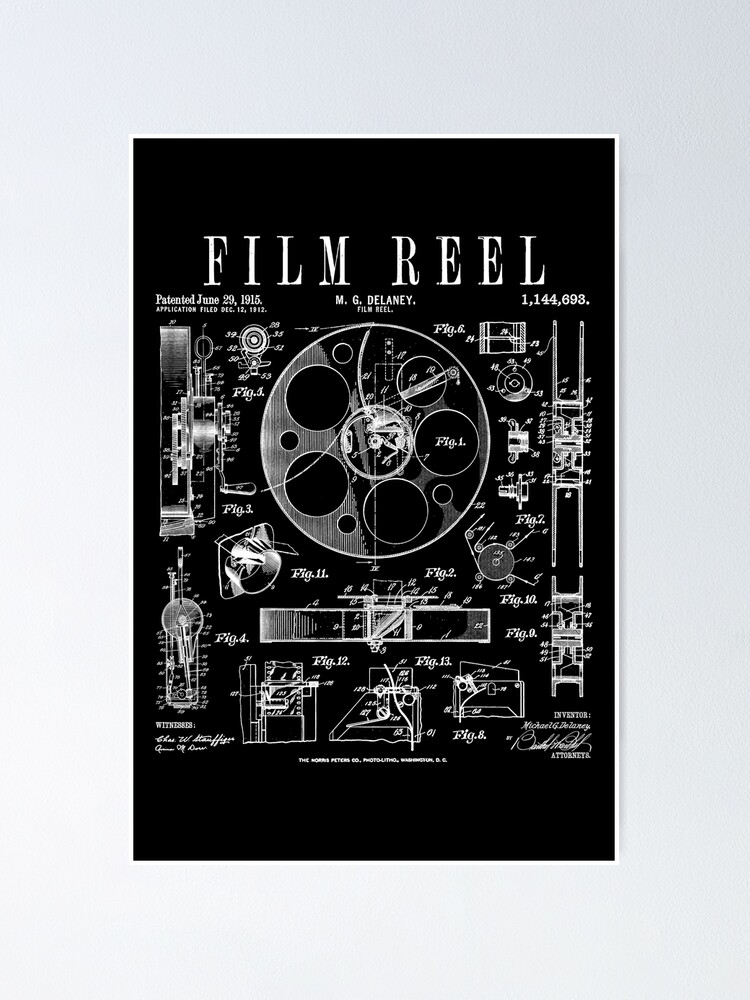 Cinematography Movie Film Reel Camera Vintage Patent Print | Poster