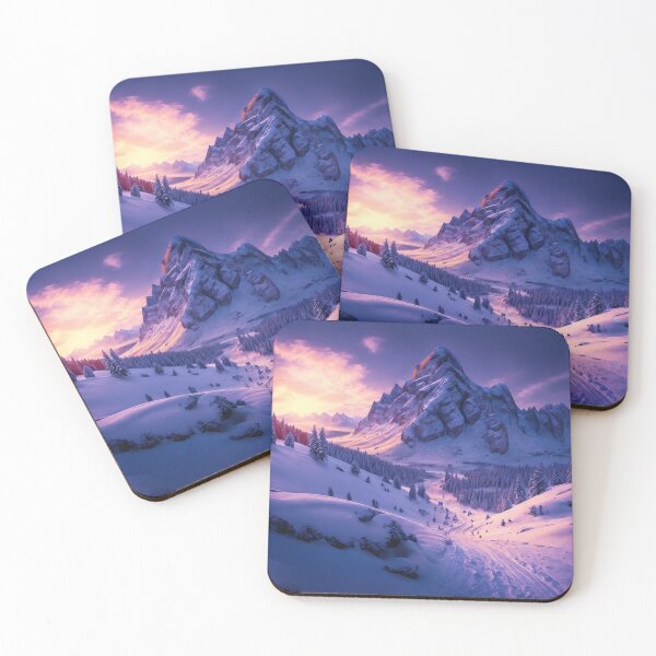 Item preview, A Mesmerizing Mountain Vista Showcasing a Mountain Pass Veiled in Snow, where Snowshoers Embark on an Exhilarating Journey through the Winter Wonderland, Ai Generated Art designed and sold by AiGens.