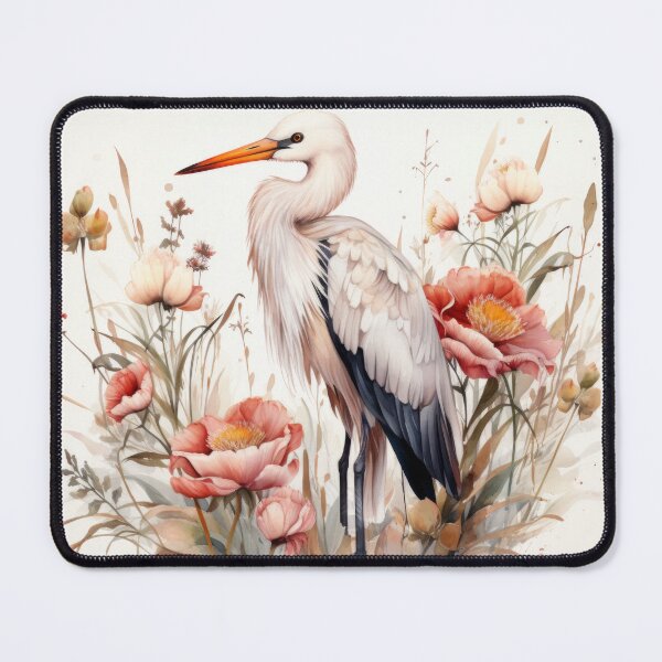 Item preview, Watercolour Stork surrounded by flowers designed and sold by IdeasCabin.