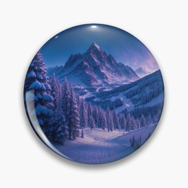 Item preview, An Enchanting Mountain Setting with a Snow-Covered Mountain Pass that Entices Snowshoers to Venture into the Peaceful Snowy Realm, Ai Generated Art designed and sold by AiGens.