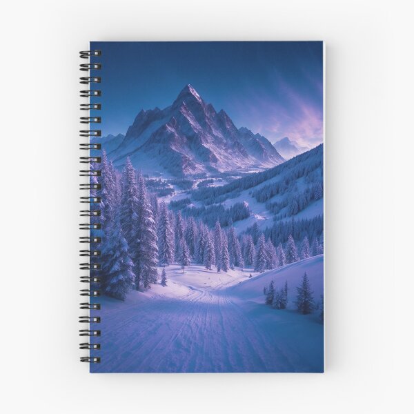 Item preview, An Enchanting Mountain Setting with a Snow-Covered Mountain Pass that Entices Snowshoers to Venture into the Peaceful Snowy Realm, Ai Generated Art designed and sold by AiGens.