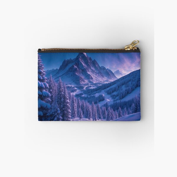 Item preview, An Enchanting Mountain Setting with a Snow-Covered Mountain Pass that Entices Snowshoers to Venture into the Peaceful Snowy Realm, Ai Generated Art designed and sold by AiGens.