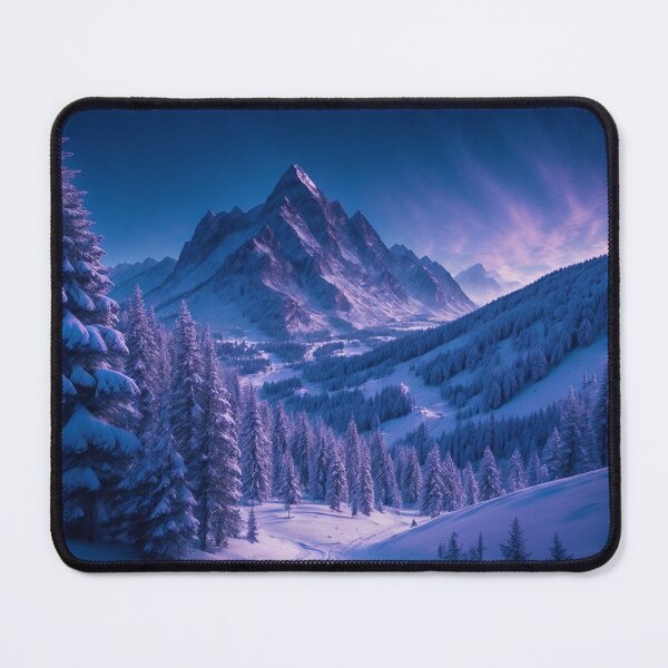 Item preview, An Enchanting Mountain Setting with a Snow-Covered Mountain Pass that Entices Snowshoers to Venture into the Peaceful Snowy Realm, Ai Generated Art designed and sold by AiGens.