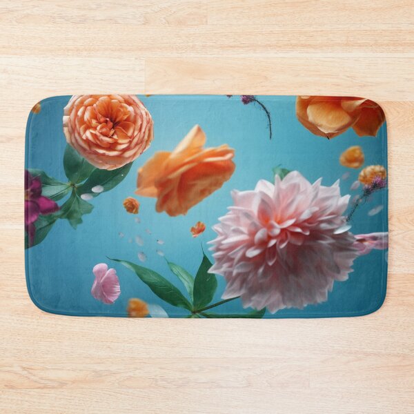 Item preview, Beautiful spring flowers flying in the air, against teal background. Creative spring floral layout. Minimal birthday, valentines or wedding concept. designed and sold by anytka.