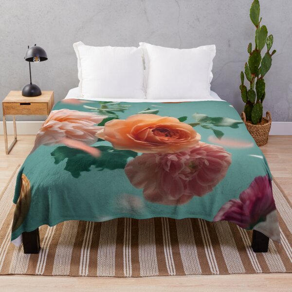 Item preview, Beautiful spring flowers flying in the air, against teal background. Creative spring floral layout. Minimal birthday, valentines or wedding concept. designed and sold by anytka.