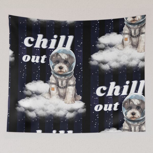 Item preview, Chill out - Schnauzer Astronaut, rest and relaxation. Relax and calm. Calm down, chill out. Funny Spacedog designed and sold by PupilLove.