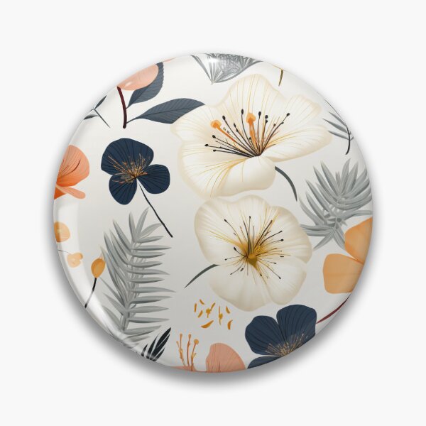 Item preview, Pressed Flower Floral Print - white flowers - tan flower designed and sold by ComerPrintCo.