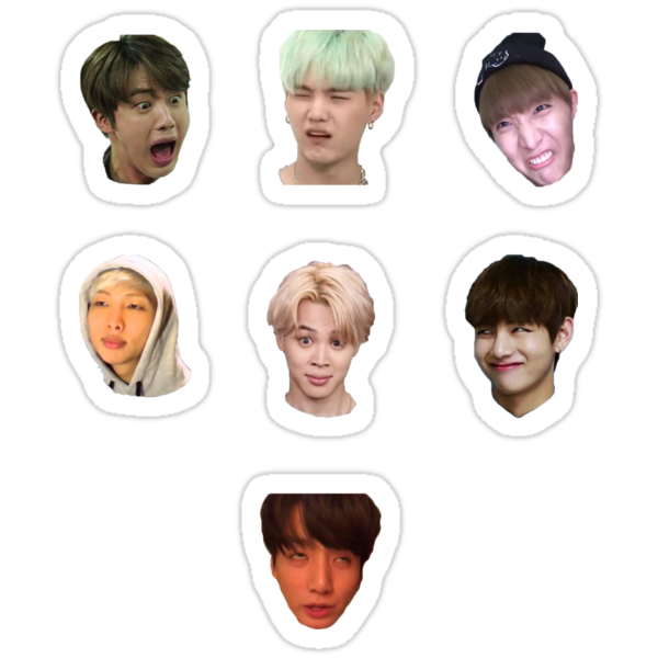 bts derp faces set stickers by mangomilk redbubble
