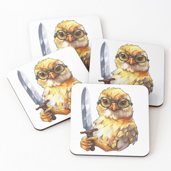 Item preview, Comic chicken chick with a knife. Meme chicken designed and sold by Anastasiia Yurevych.