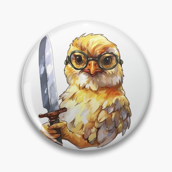 Item preview, Comic chicken chick with a knife. Meme chicken designed and sold by Anastasiia Yurevych.