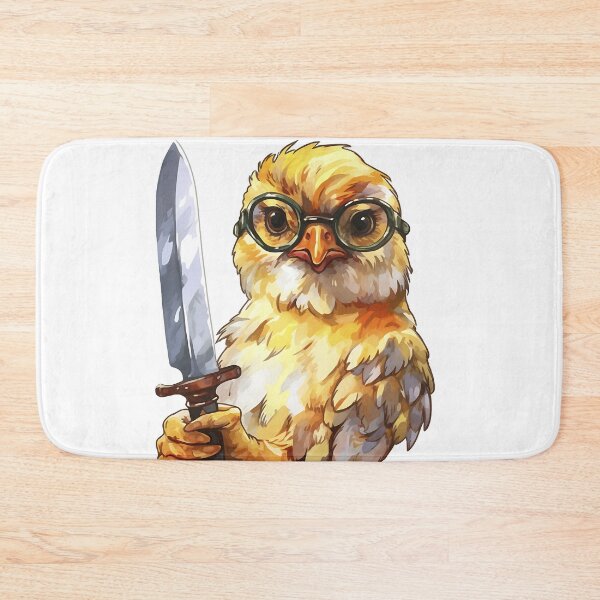 Item preview, Comic chicken chick with a knife. Meme chicken designed and sold by Anastasiia Yurevych.