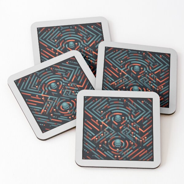 Item preview, Isometric Grainy Vector Illustration Maze Fractal Pattern, Three Dimensional, Labyrinth, Visual Art, Unique Design designed and sold by PrintsPatterns-.
