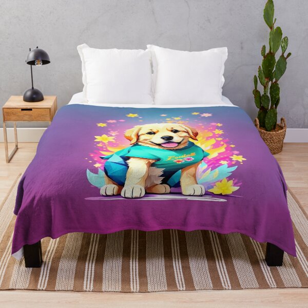 Item preview, Golden Retriever Puppy in colorful shirt. Tropical vibrant vibe. designed and sold by yenloshop.