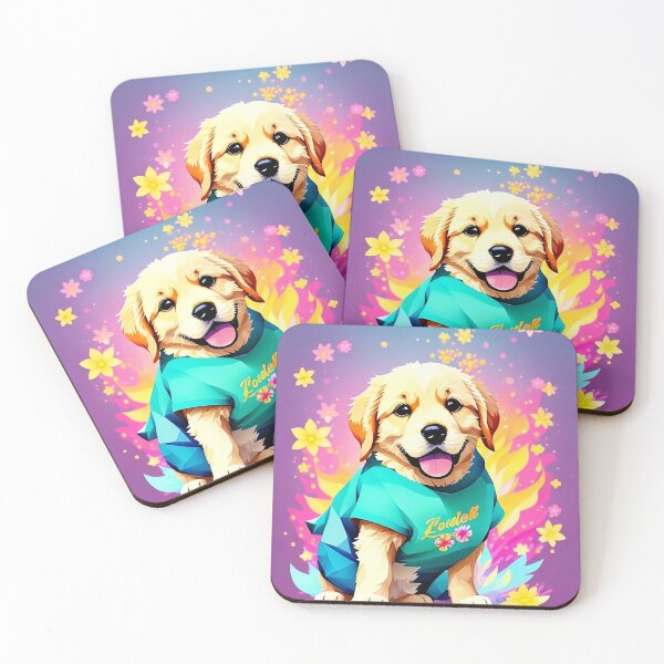 Item preview, Golden Retriever Puppy in colorful shirt. Tropical vibrant vibe. designed and sold by yenloshop.