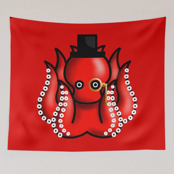 Item preview, red professor octopus designed and sold by octo-PS.
