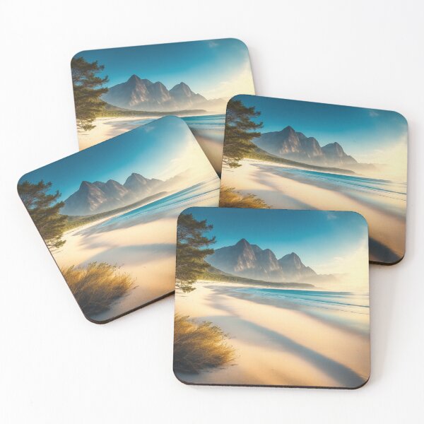 Item preview, A Tranquil Beach Scene with a Pristine Shoreline of Soft, Powdery Sand, Inviting Visitors to Relax and Unwind amidst the Soothing Sounds of Gentle Waves, Ai Generated Art designed and sold by AiGens.
