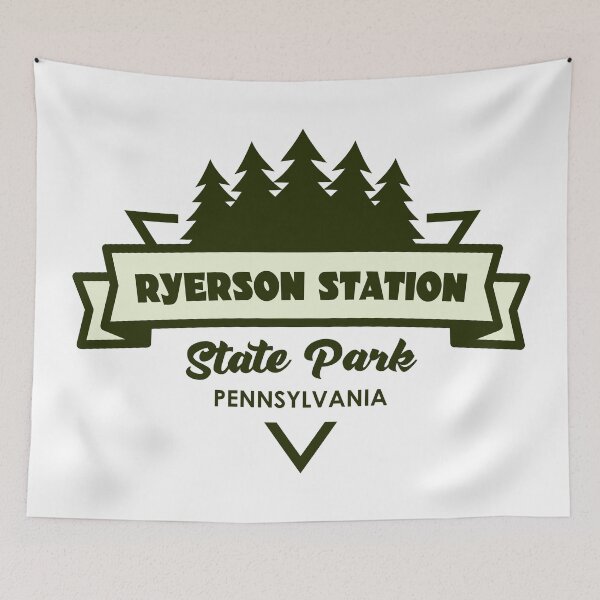 Item preview, Ryerson Station State Park Pennsylvania Trees And Ribbon designed and sold by bivenart.