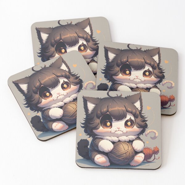 Item preview, Cute brown cat playing with yarn ball designed and sold by FuwaFuwaWear.