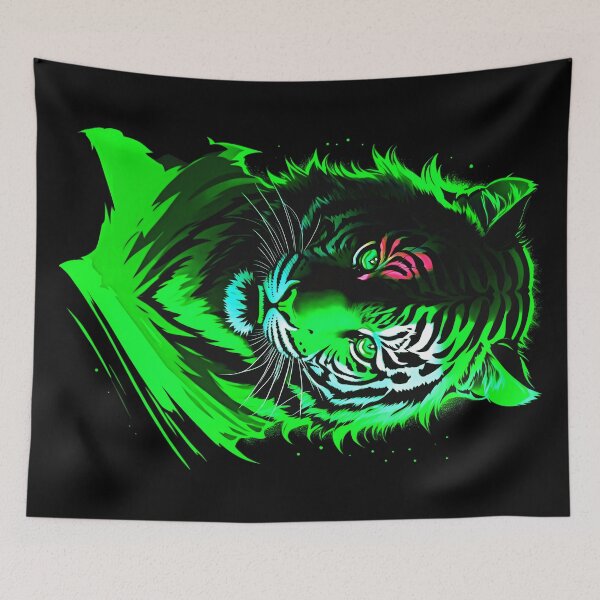 Item preview, Neon Green Tiger Starlight Art designed and sold by MindWave THC.