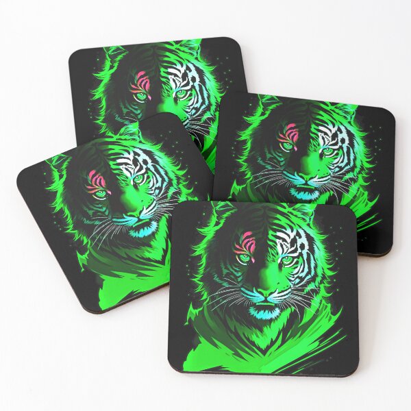 Item preview, Neon Green Tiger Starlight Art designed and sold by MindWave THC.