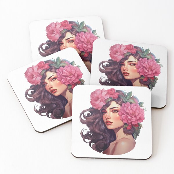 Item preview, Beauty long hair woman with flowers designed and sold by SmileshareShop.