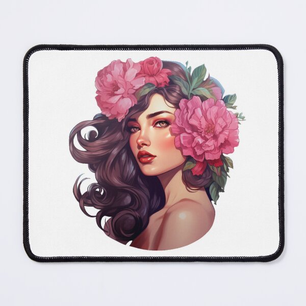 Item preview, Beauty long hair woman with flowers designed and sold by SmileshareShop.